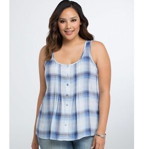 Torrid challis plaid tulip back tank top size 2